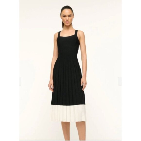 NWT STAUD ELLISON DRESS BLACK IVORY XS - Picture 1 of 8